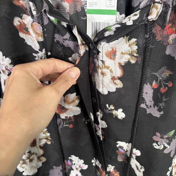 Vintage America Peasant Top Large Floral Textured Dark Moody Maximalist Boho - Picture 5 of 16